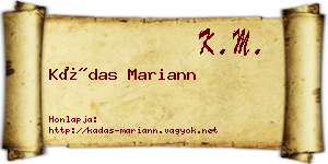 Kádas Mariann névjegykártya